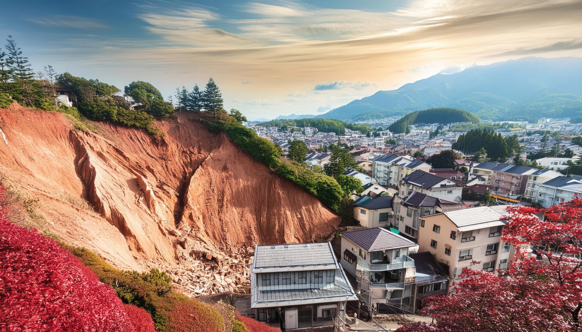 土砂崩れによる住宅地被害
