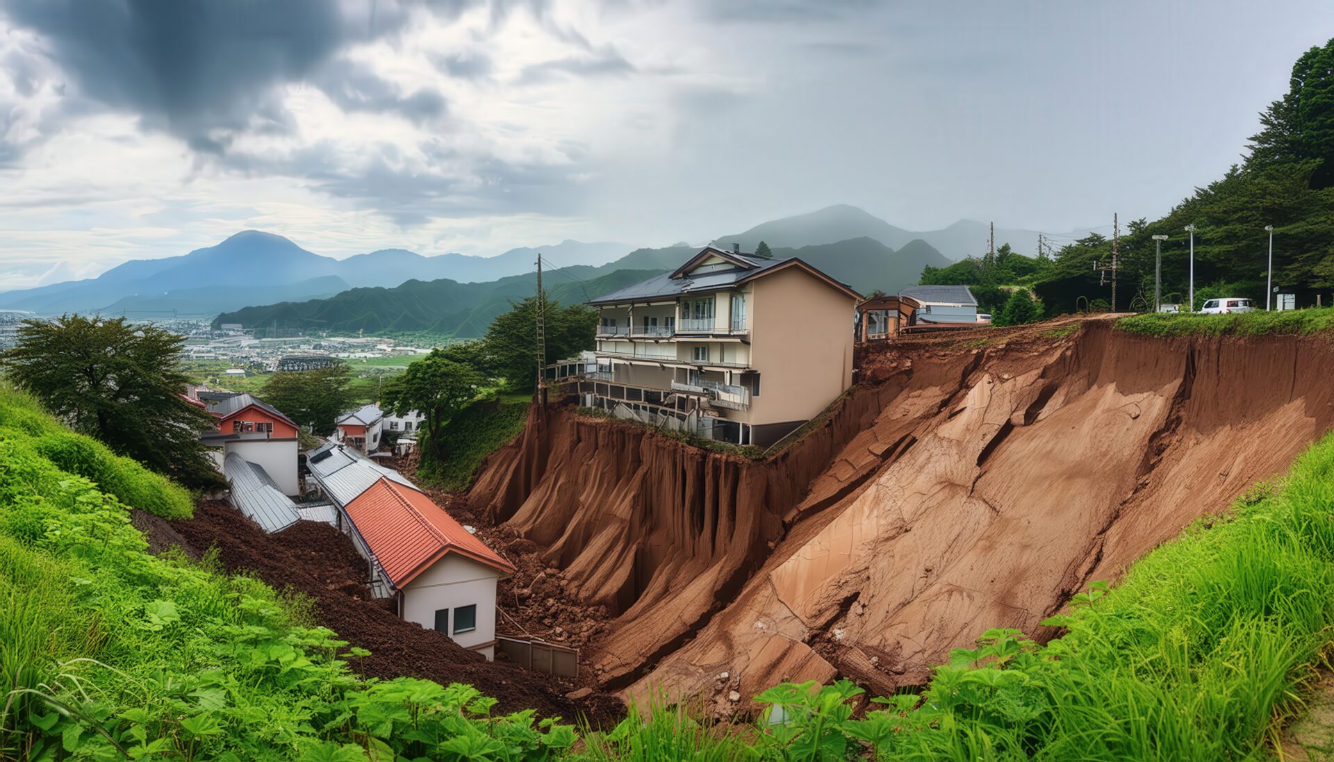 崖崩れによる建物の危険