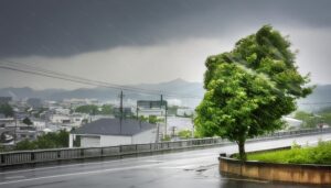 暴風雨の中の都市景観