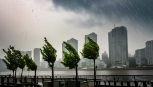 河川沿いの暴風雨