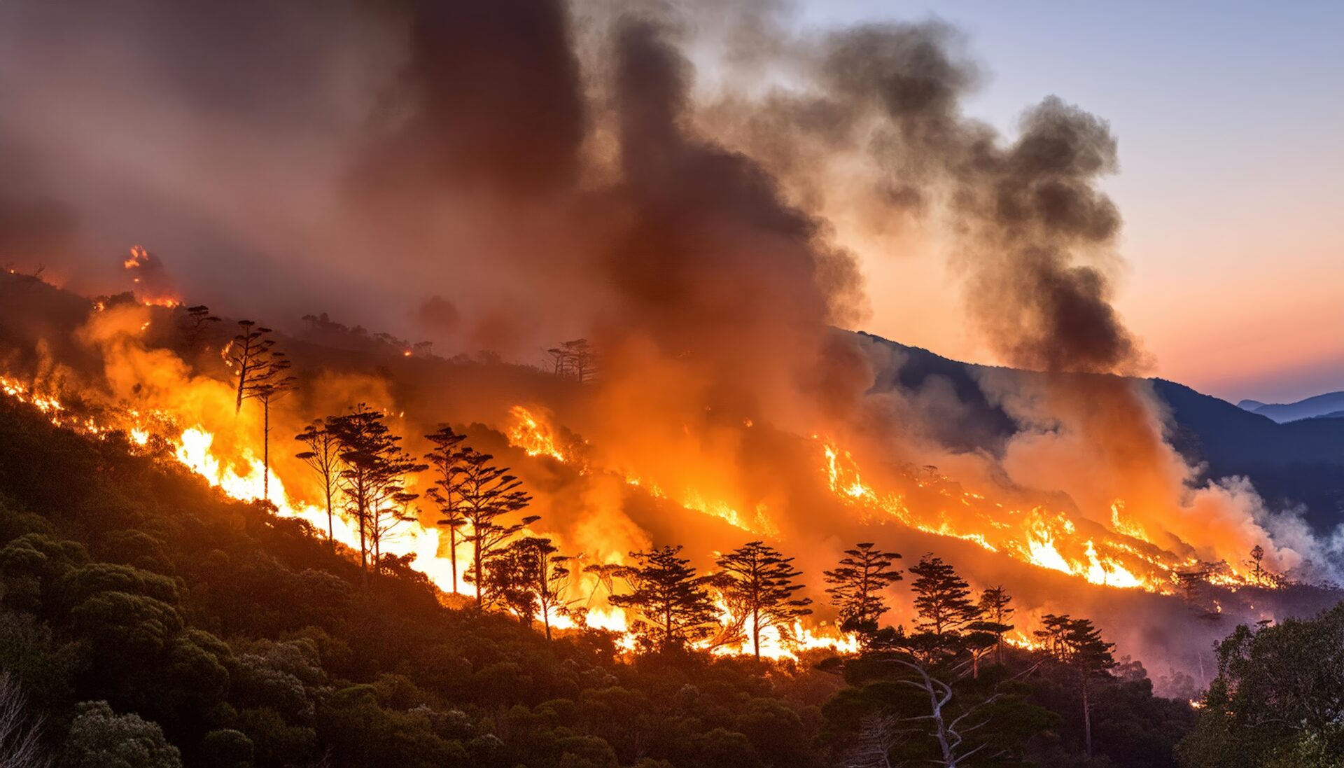 山全体に広がる森林火災