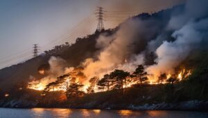 海沿いの森林火災