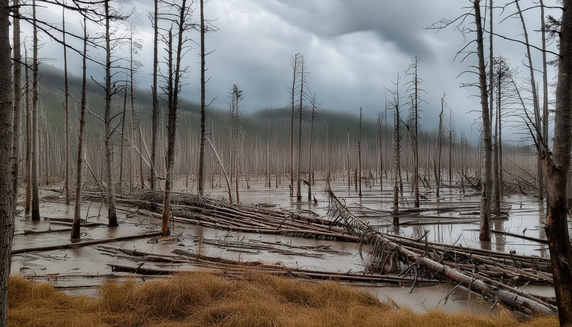 酸性雨による枯れた森林