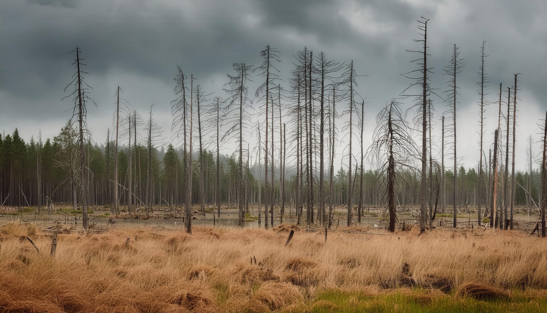 酸性雨による森林枯死地帯