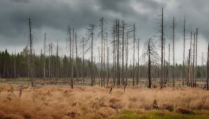 酸性雨による森林枯死地帯
