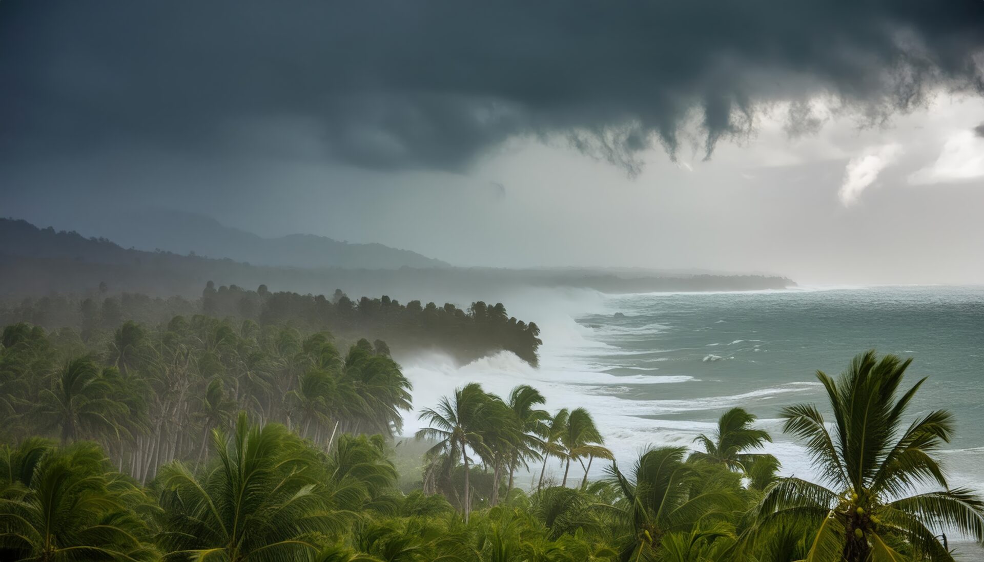 熱帯の暴風雨と高波