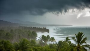 熱帯の暴風雨と高波