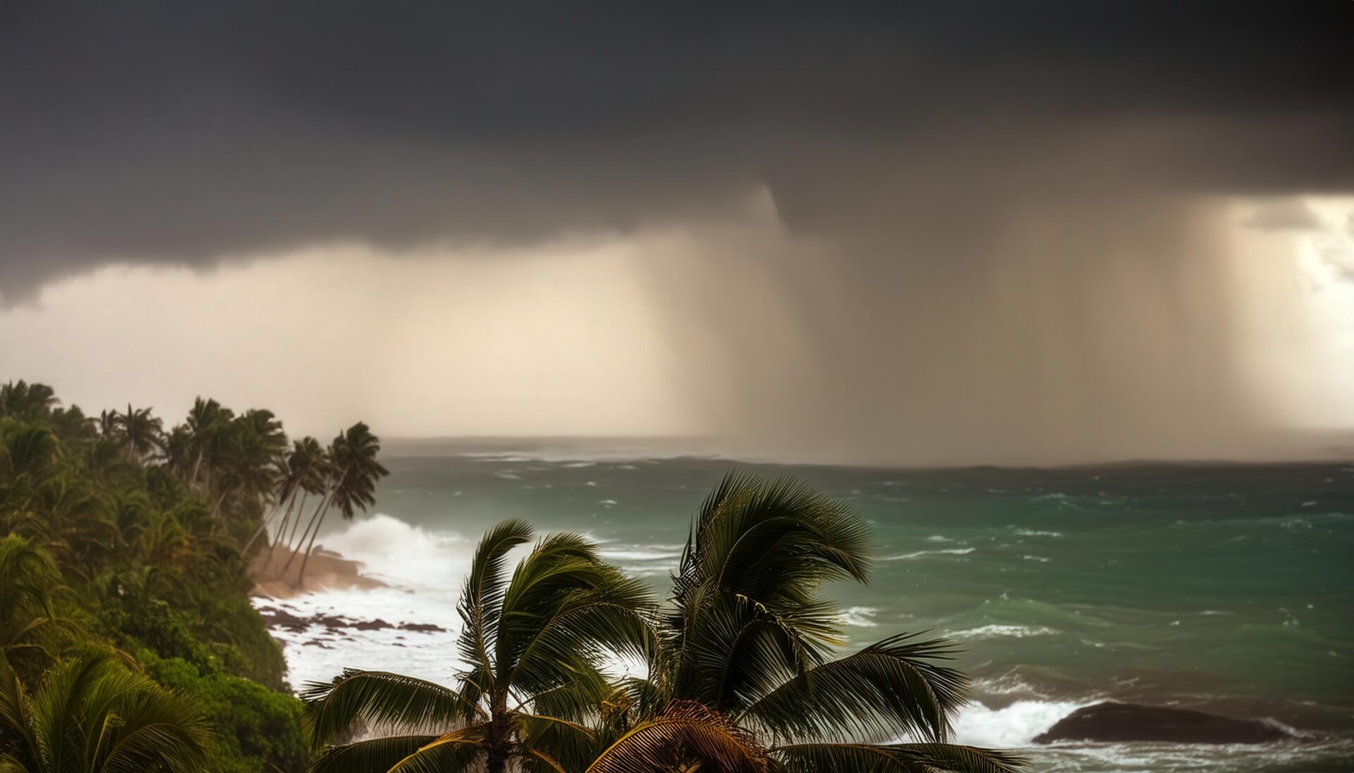 海岸に迫る激しいスコール