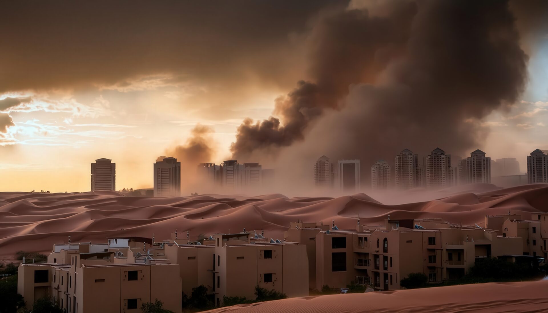 砂漠都市の砂嵐