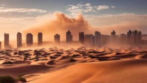 砂嵐が迫る都市