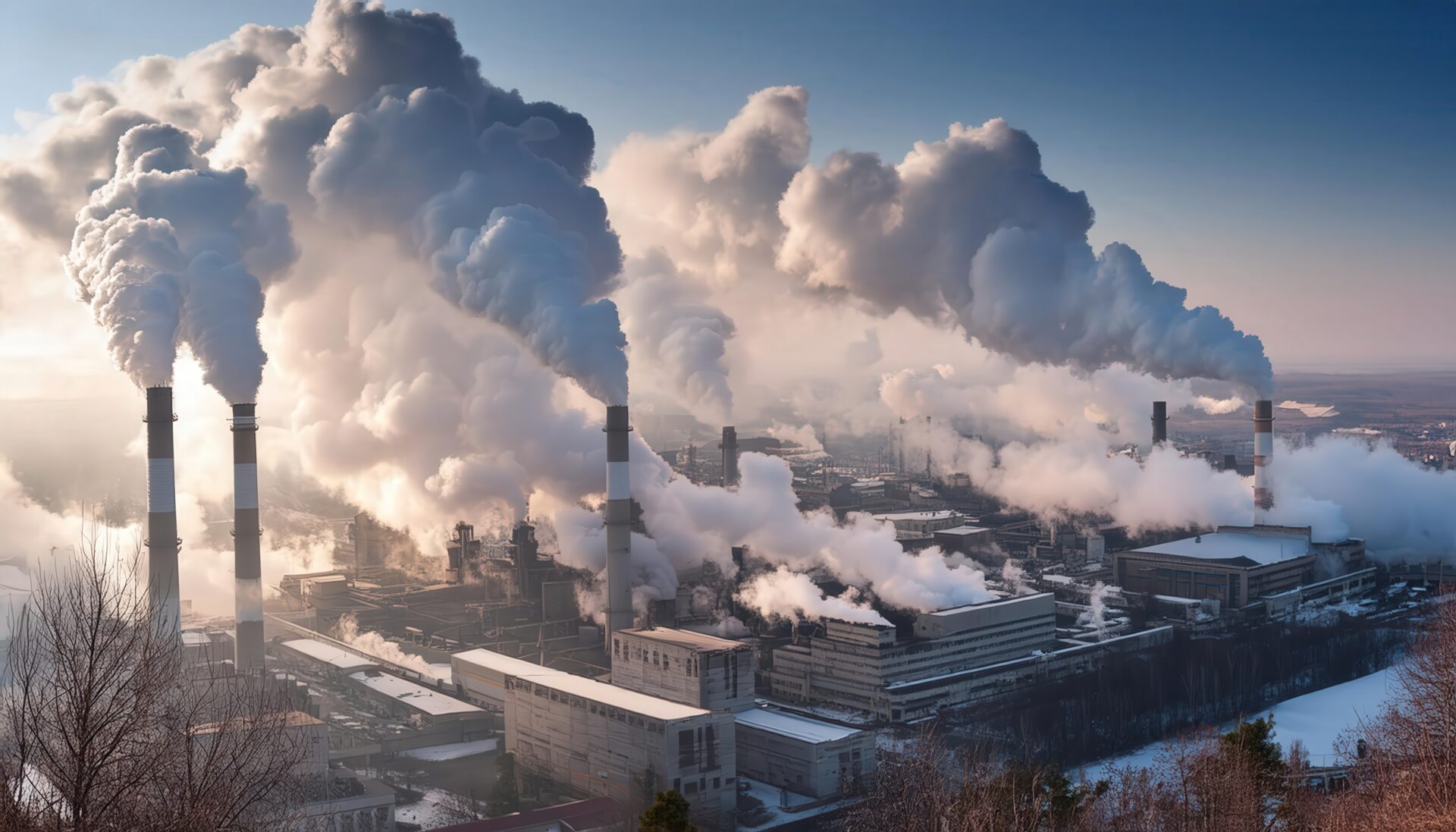 スモッグに包まれた工場群