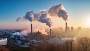 朝焼けの工場地帯