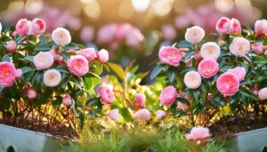 鉢植えの椿の花