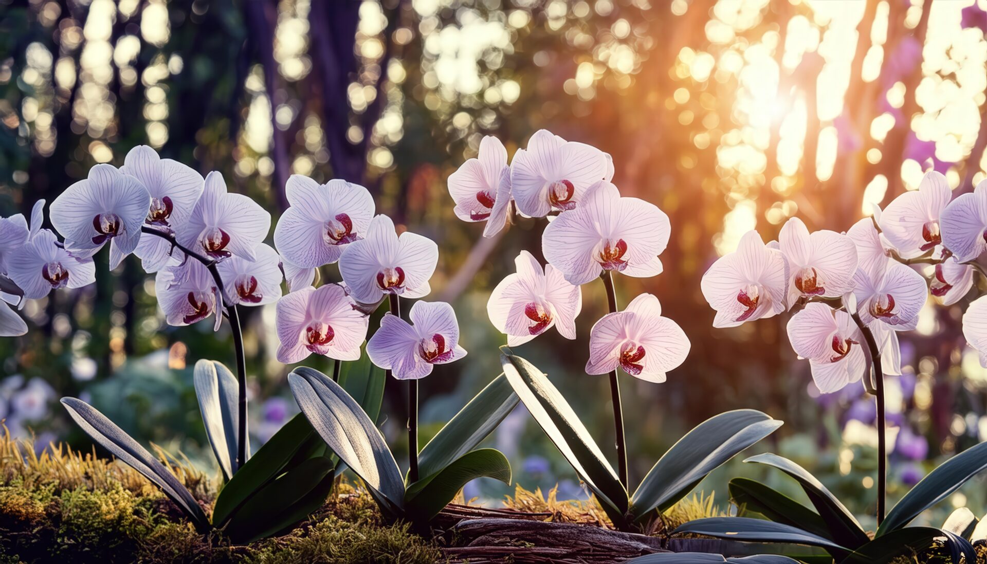 日差しを浴びる蘭の花