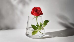 赤いバラとガラスの花瓶