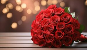 バラの花束とボケ背景