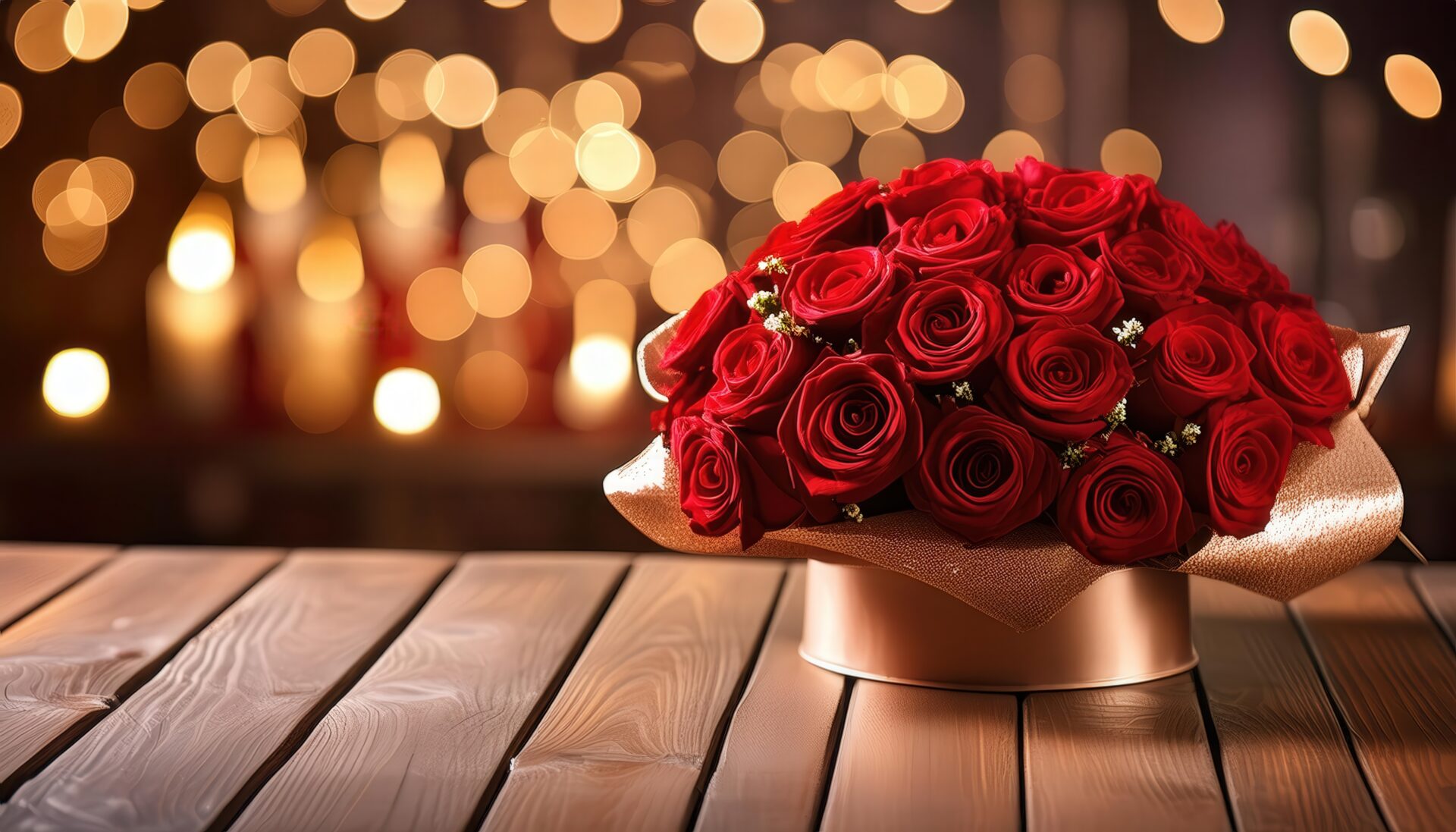 バラのギフトとライト背景