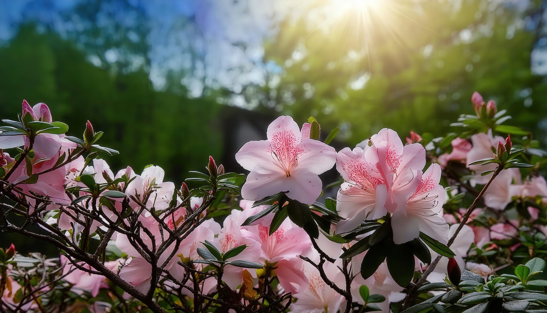 ツツジと青空と日差し