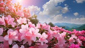 ツツジと青空と雲