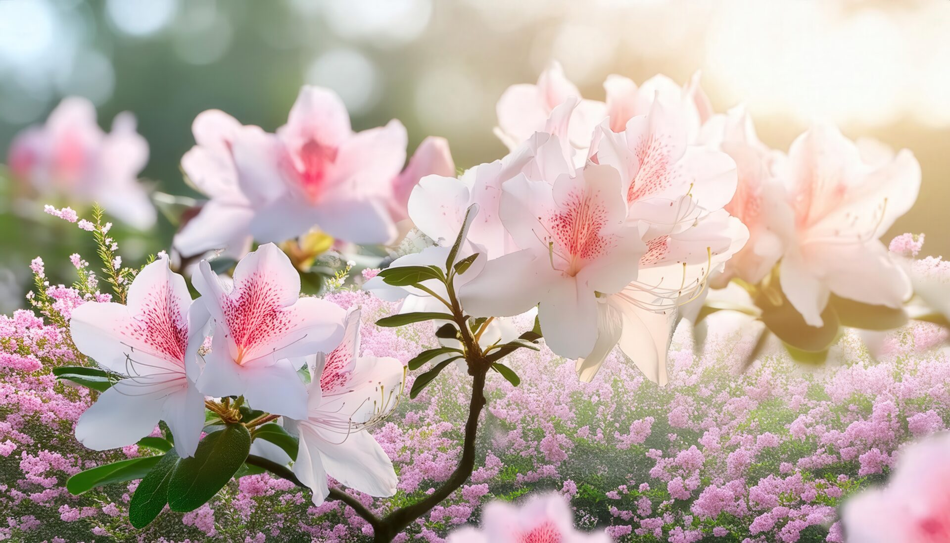 ツツジと春の花畑