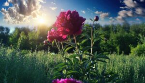 芍薬と青空の風景