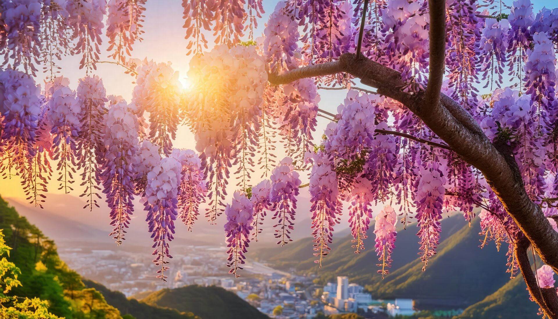 藤棚と街の眺望