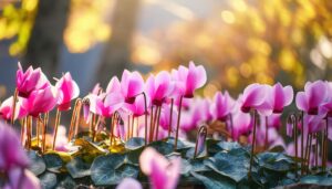 光差すシクラメンの群生