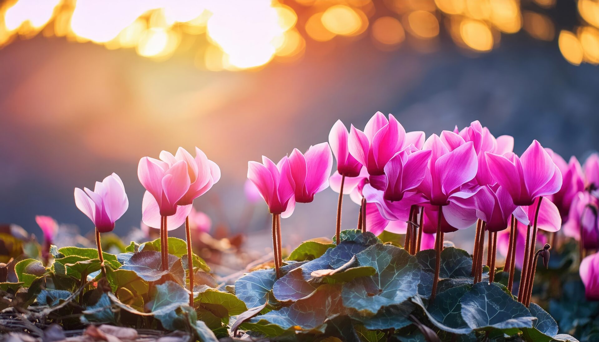 海辺のシクラメンと朝日