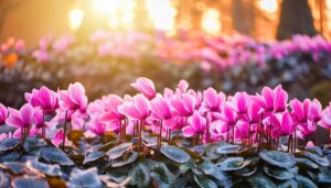 光差すシクラメンの群生