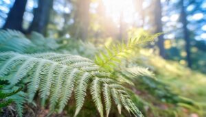 青空の下のシダ