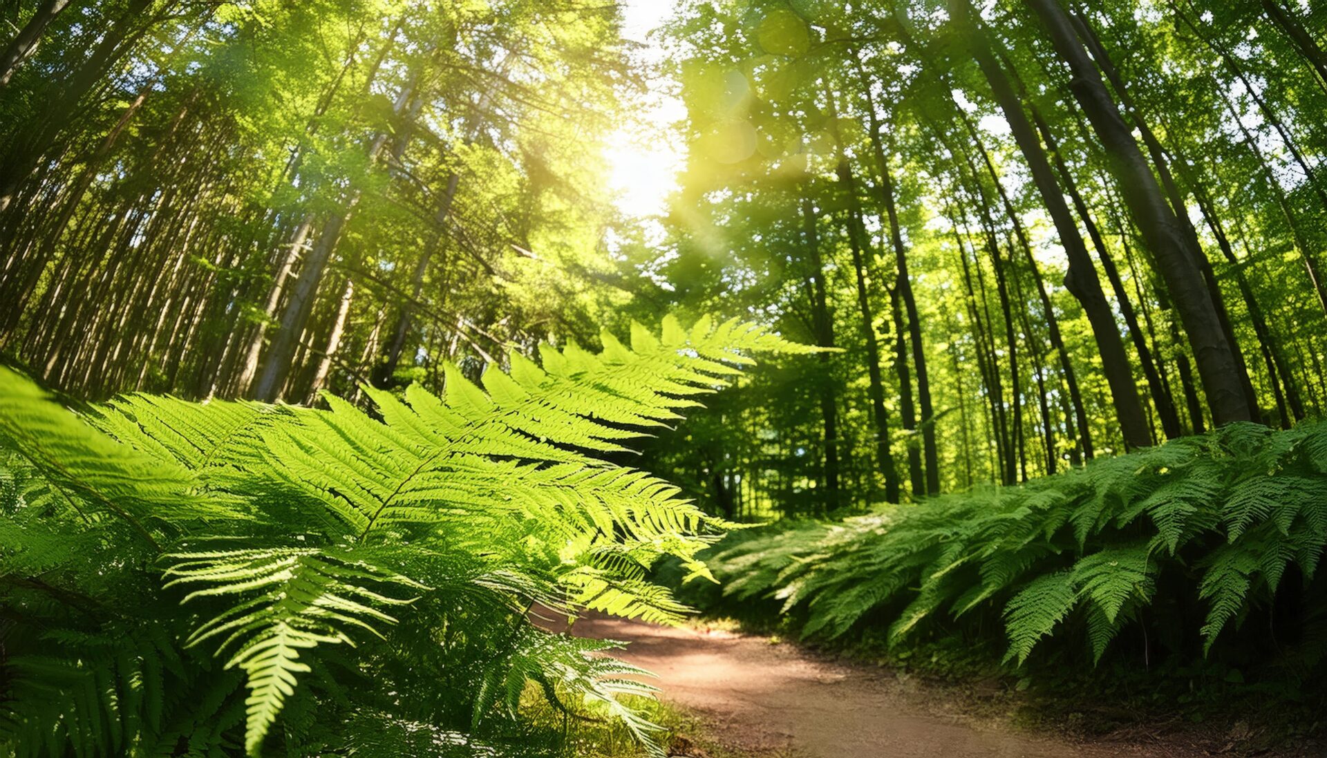 森の小道とシダ