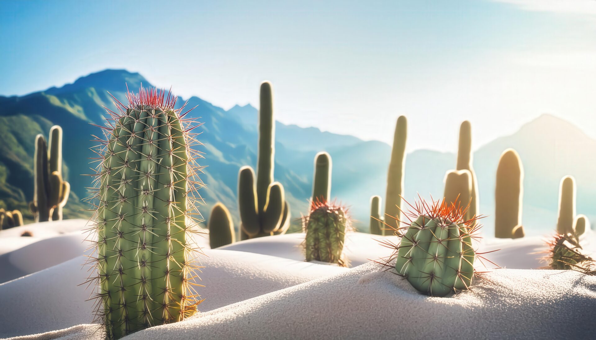 砂丘に生えるサボテン