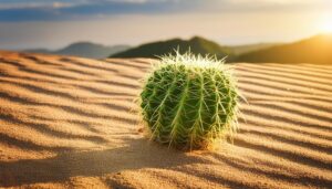 砂に生える丸いサボテン