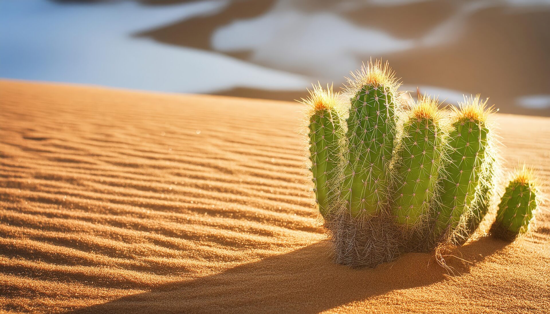 砂丘に群生するサボテン