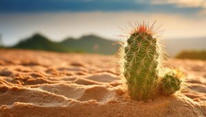 日差しの中のサボテン