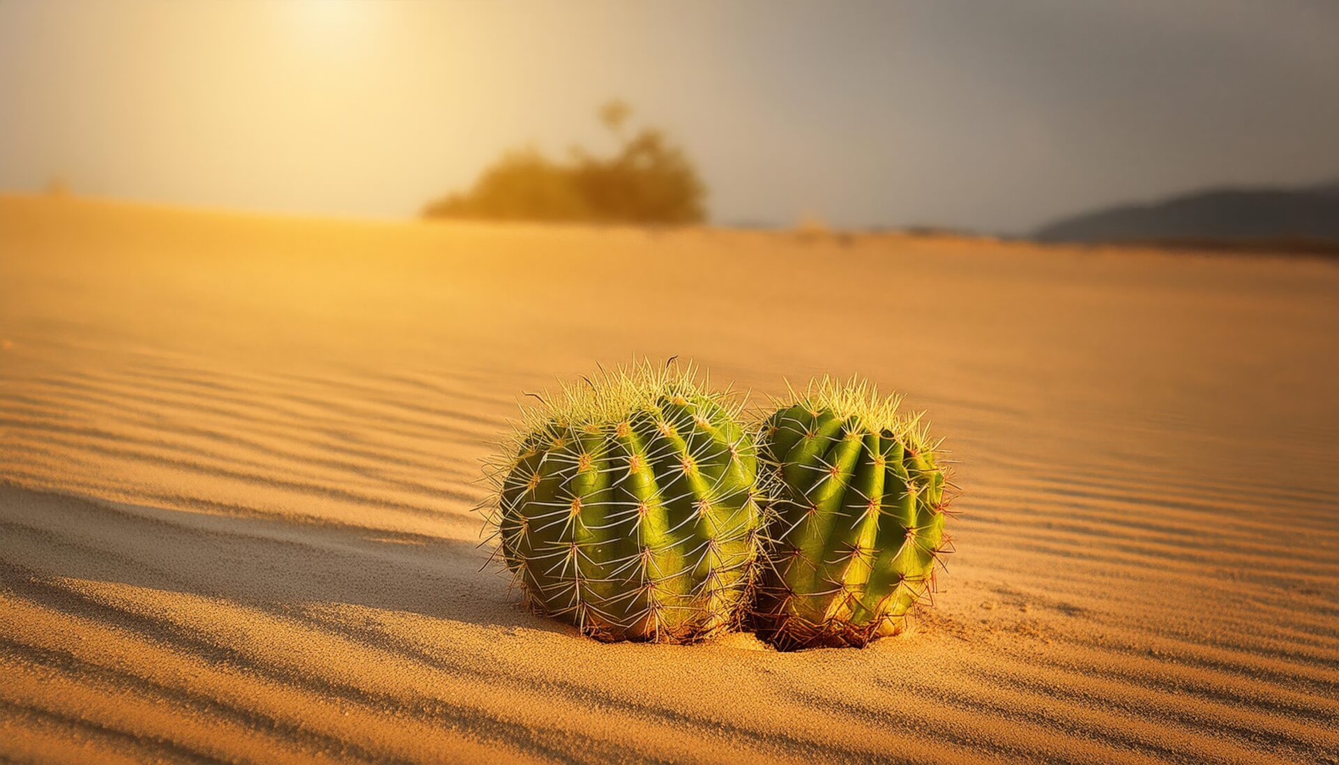 並ぶ丸いサボテン