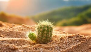 砂漠の中の親子サボテン