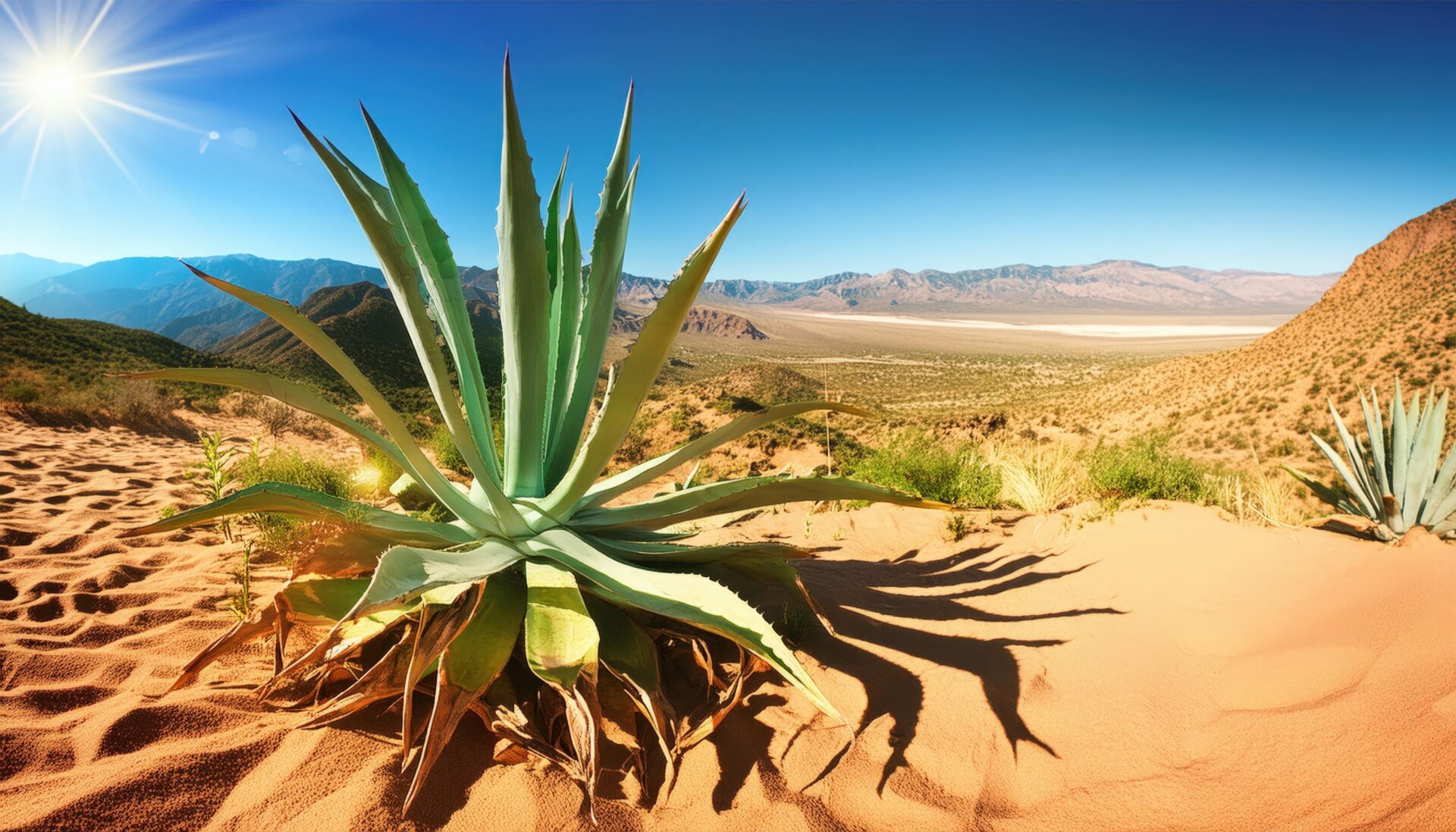 砂漠に広がるアガベ