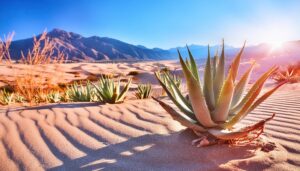 山岳砂丘とアガベの風景