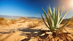 砂漠の大地に立つアガベ