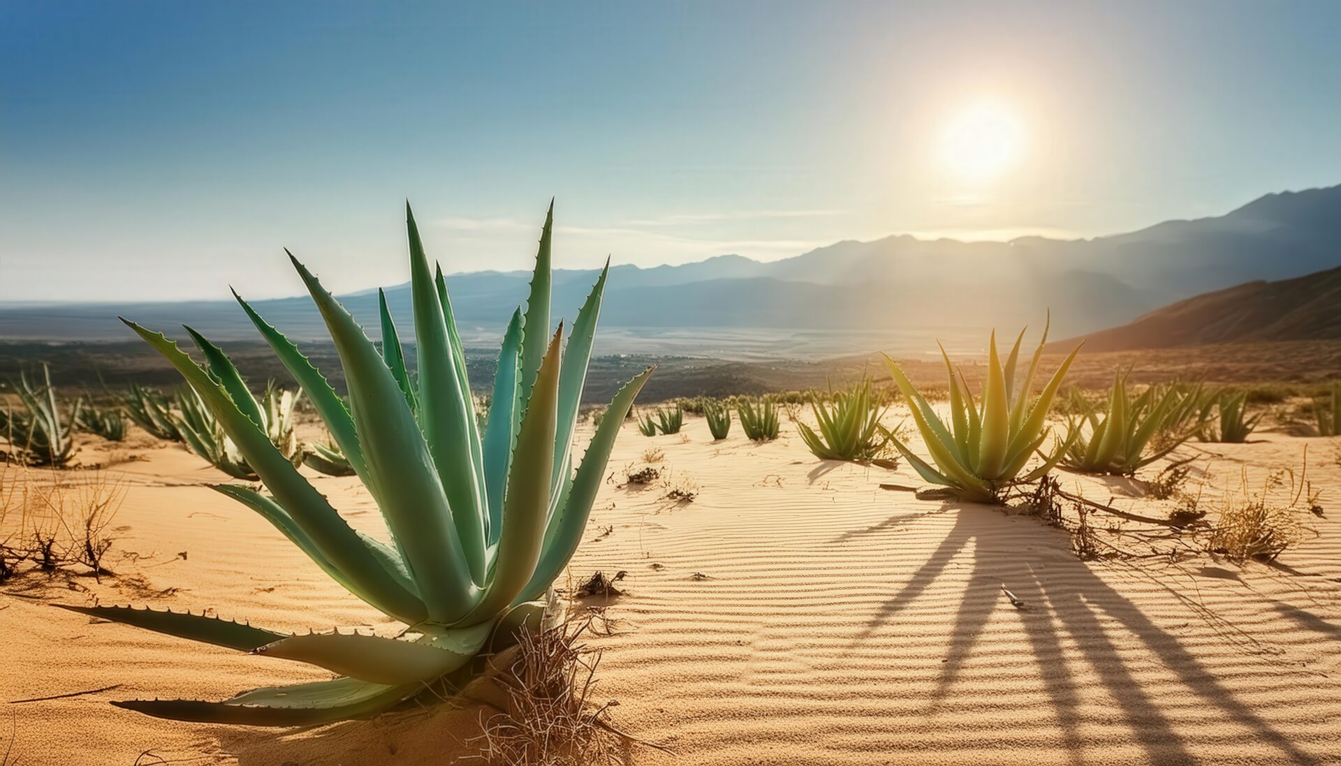 日差しとアガベのシルエット