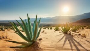 日差しとアガベのシルエット