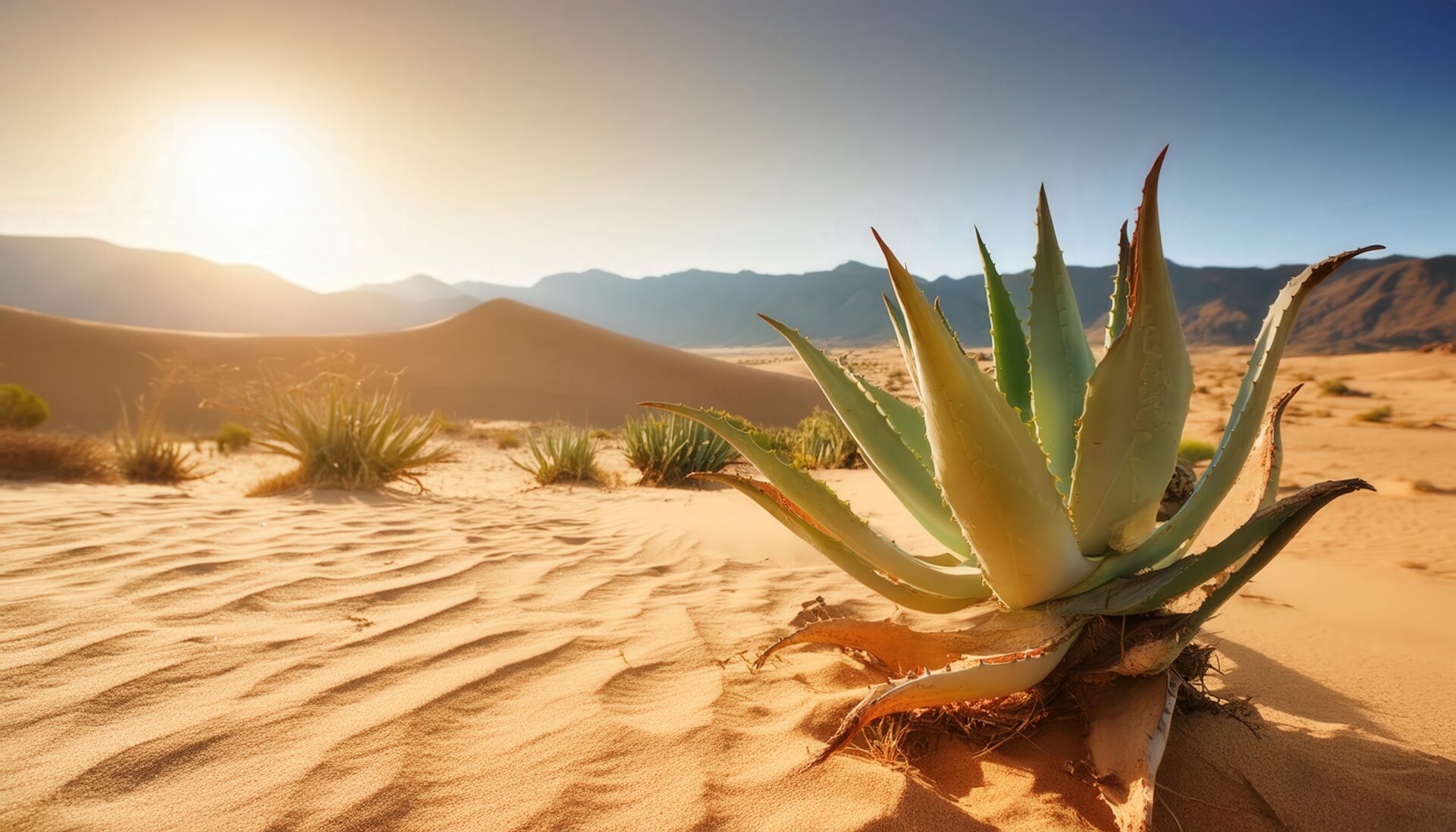 砂丘に根付くアガベ