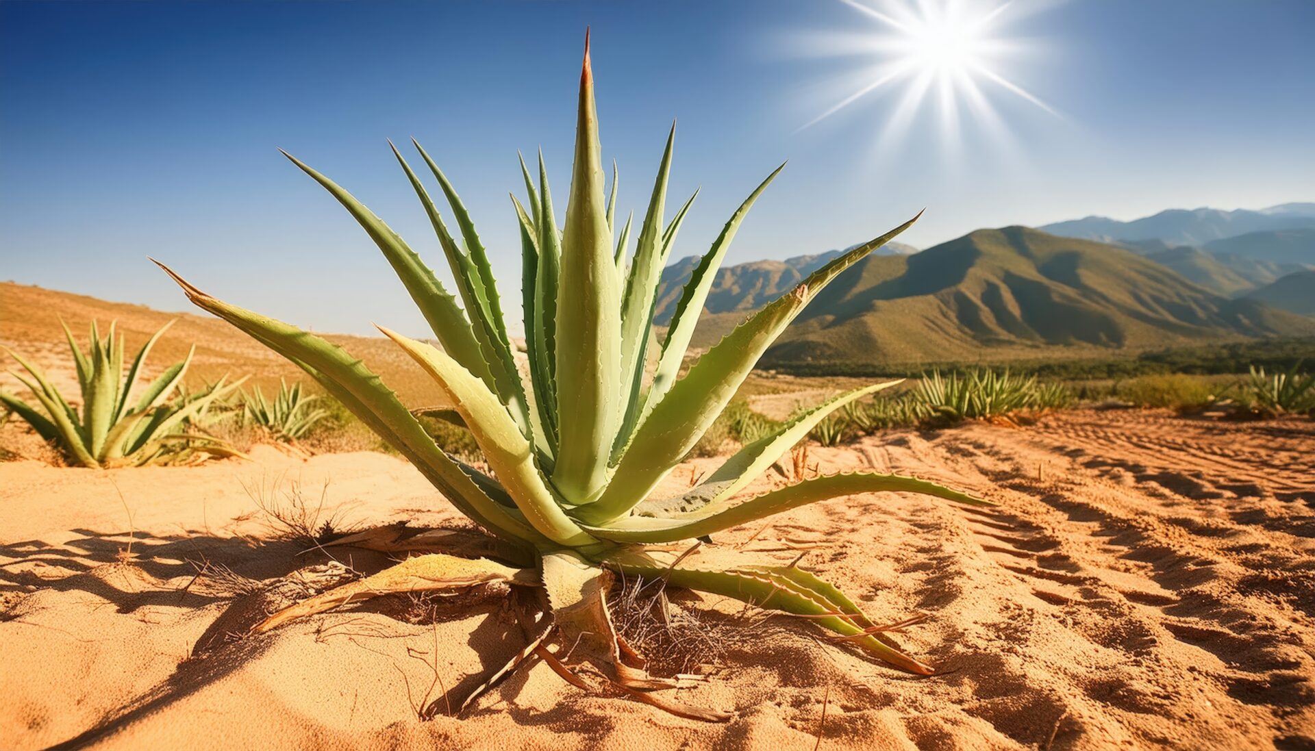 砂地に生えるアガベ