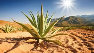 砂地に生えるアガベ