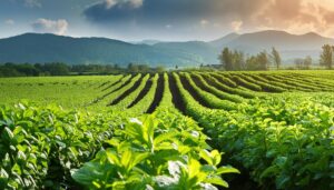 室内に置かれたバジルの鉢植え