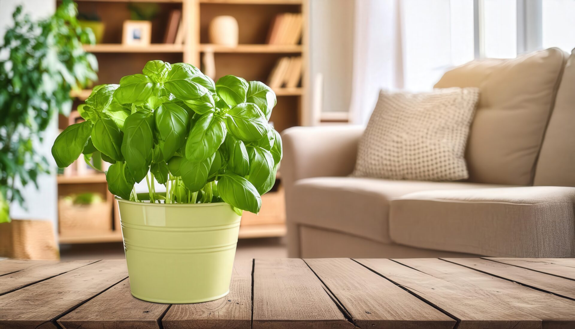 棚のある部屋のバジル