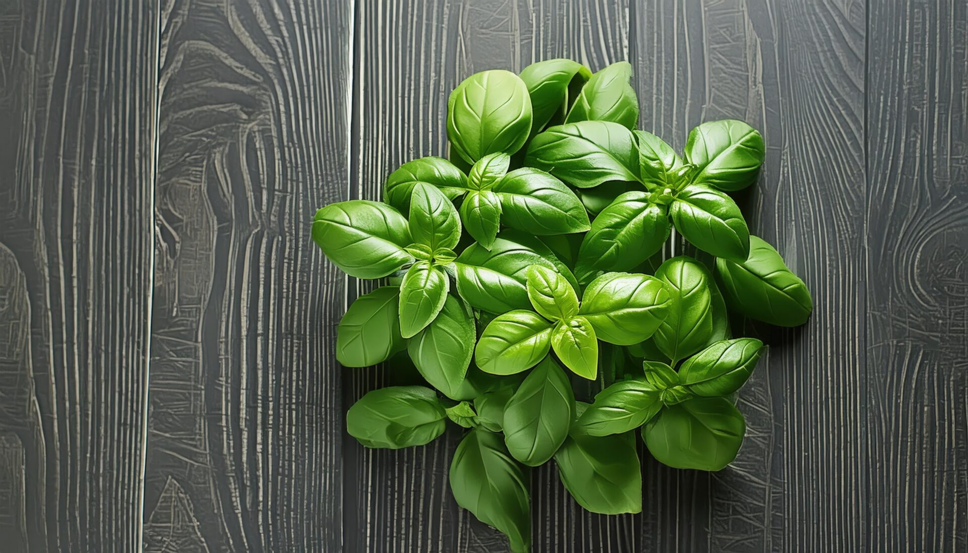 バジルの葉のフラットレイ