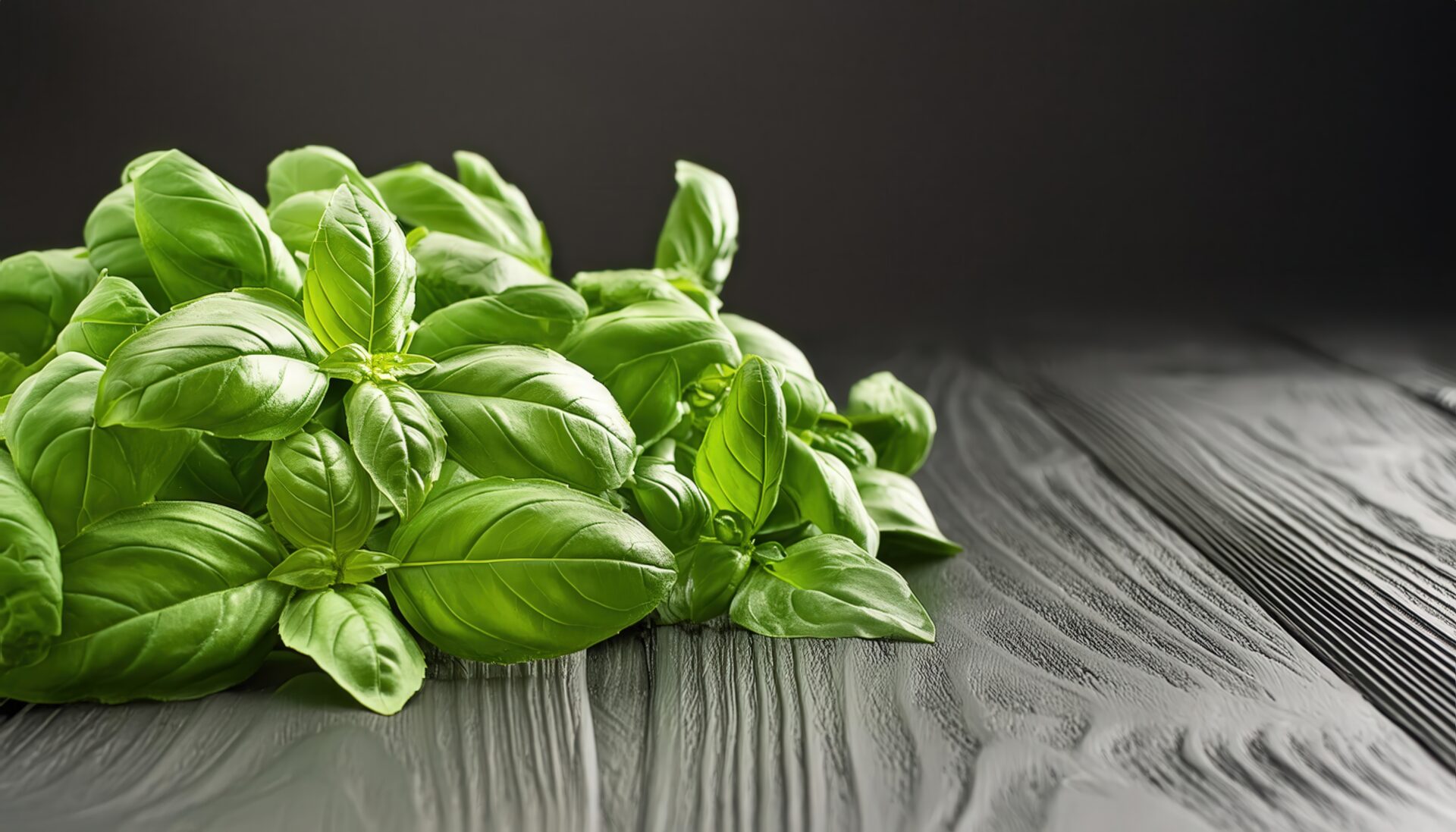 バジルの葉の山盛りクローズアップ