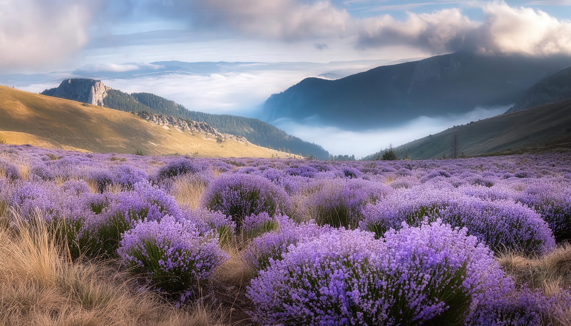 雲海とラベンダー畑